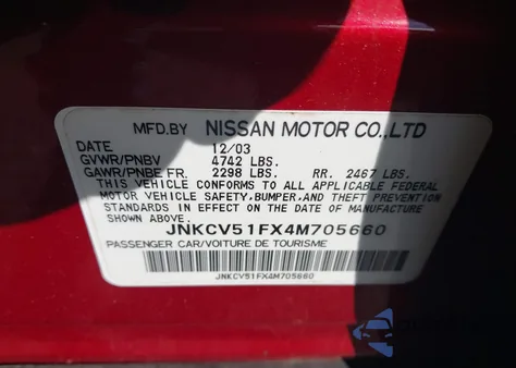 2004 Infiniti G35X z USA, uszkodzony, nr VIN JNKCV51FX4M705660